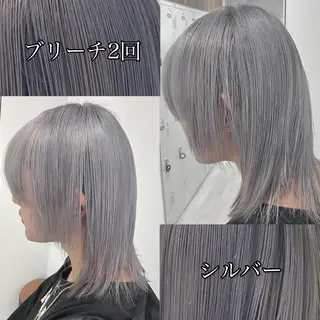 セミロング カラー 雅/ダブルカラー/ 白髪ぼかしハイライトのヘアスタイル