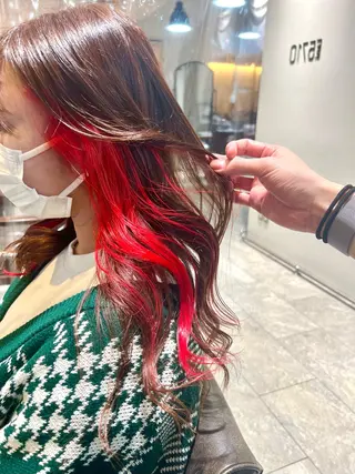セミロング カラー ヘアアレンジ 🌈インナーカラー ‘ショウマ’🌈のヘアスタイル
