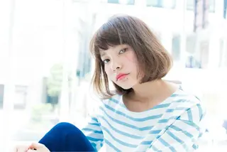 ミディアム セミロング カラー パーマ 内藤 達也のヘアスタイル