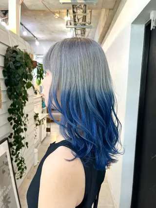 ロング カラー ブリーチ有無Wカラー メンズパーマ大成のヘアスタイル