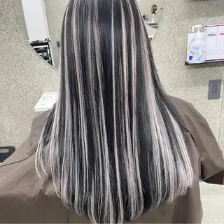 セミロング カラー Lull1人美容室 バレイヤージュのヘアスタイル