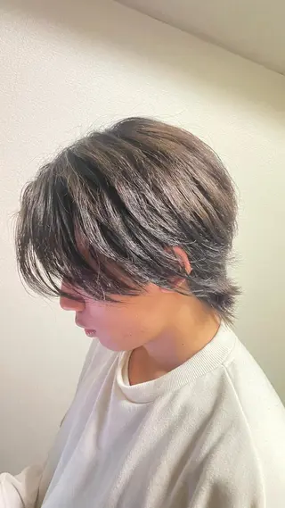 ショート カラー メンズ 🧸赤み消し🐾 ラベンダ/ミルクティのヘアスタイル