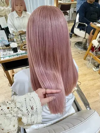 セミロング カラー ヘアアレンジ ハイトーンピンク🍑 ブリーチ🍑RINAのヘアスタイル