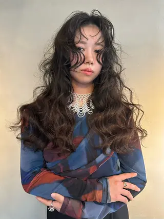 ロング カラー パーマ MIYU/ニュアンス /ケアブリーチカラーのヘアスタイル