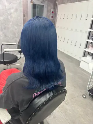 セミロング カラー メンズ ☁️かずき☁️青.紫 推し活カラー💫のヘアスタイル