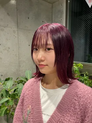 ミディアム カラー ヘアアレンジ ボブ×艶カラー 特化・リクト💥のヘアスタイル
