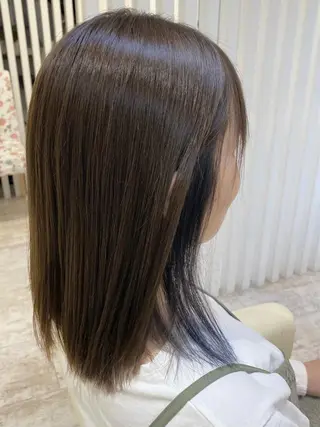 セミロング カラー 酸性ストレート/ブリ ーチなしWカラー河本のヘアスタイル