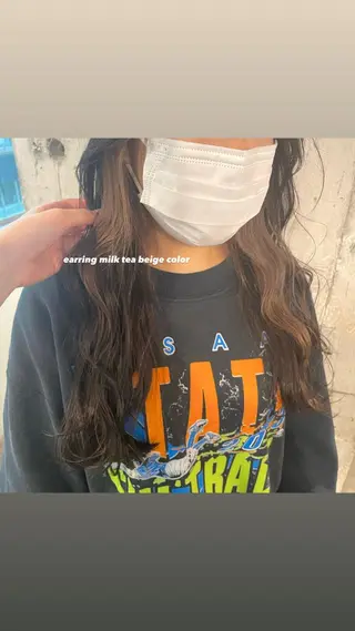 ロング カラー パーマ ヘアアレンジ メンズ キッズ ネイル マツエク・マツパ アイブロウ 透明感カラー・レイヤ ー🎀amika🎀のヘアスタイル