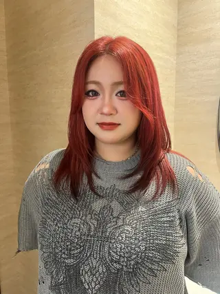 ミディアム カラー 柔らかい艶暖色 レイヤー🫧姫汝のヘアスタイル
