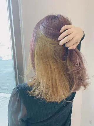 ミディアム カラー 白髪ぼかしハイライト 柳川拓哉のヘアスタイル