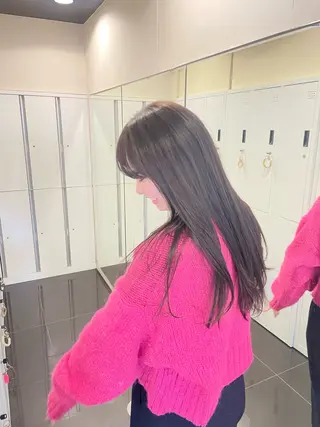 ロング カラー 垢抜け小顔レイヤー オリーブ/スミレのヘアスタイル
