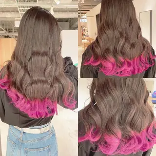 セミロング カラー 渋谷:インナーカラー ／🍒エリカ🍒のヘアスタイル