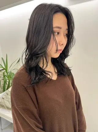 ミディアム カラー パーマ デジタルパーマ 🌀ボブ　萩原　龍のヘアスタイル