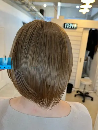 ショート カラー ブリーチ有無Wカラー メンズパーマ大成のヘアスタイル