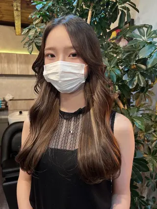 ロング カラー 顔周りカット 【オノザワリョウ】のヘアスタイル