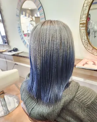 ミディアム ブリーチ、デザイン  カラー福士直矢のヘアスタイル