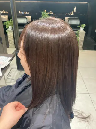 ミディアム パーマ 透明感カラー 板橋　島村美咲のヘアスタイル