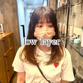 セミロング 縮毛矯正・似合わせ タナカ レイヤのヘアスタイル
