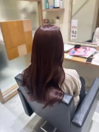 ロング 透明感グレージュ/ 縮毛矯正/静岡のヘアスタイル