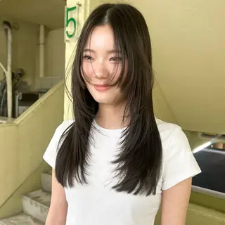 ロング カラー レイヤーカット/栄/ 顔周り/キトウモエノのヘアスタイル