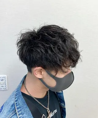 ショート カラー パーマ メンズ M字・前髪割れ 改善メンズ特化/栢沼のヘアスタイル