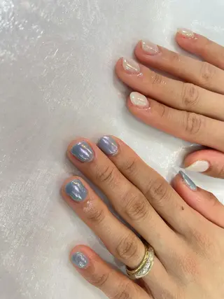 ネイル はばすみれ🎀ﾈｲﾙ 光ﾌｪｲｼｬﾙ ﾍｱのネイルデザイン