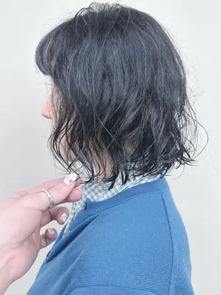 ミディアム ボブ/ゆるふわ ボブパーマ/とういのヘアスタイル