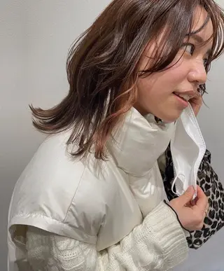 ミディアム カラー 狩野 羅夢のヘアスタイル