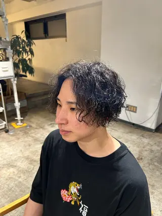 ショート パーマ メンズ 名駅/フェザーパーマ 韓国ヘア/森岡のヘアスタイル