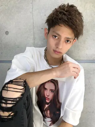 ショート カラー パーマ ヘアアレンジ メンズ 🌈トレンドヘア 🌈WATARU🌈のヘアスタイル