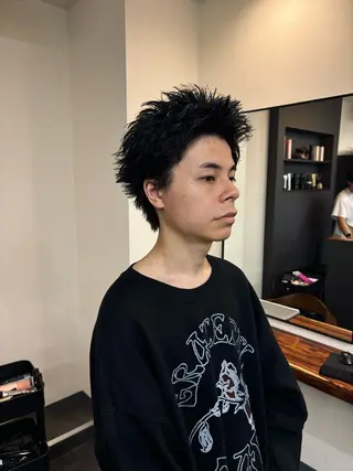 メンズ スパイキーパーマ 柏NO1 藤本葉のヘアスタイル