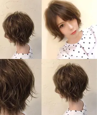ショート カラー 韓国レイヤー外国人風 透明感カラー髪質改善のヘアスタイル