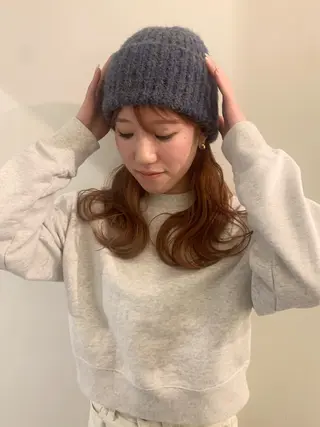 セミロング カラー 落合希 Olivebeigeのヘアスタイル