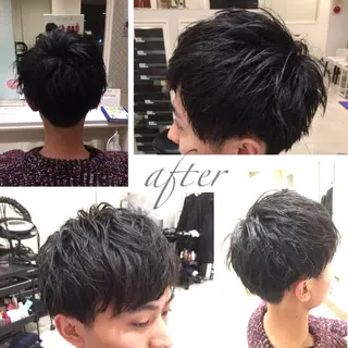 ショート メンズ 白髪ぼかしデザイン ハイライト/宮本純登のヘアスタイル