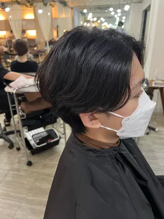 ショート パーマ メンズ 韓国風 くすみカラー パーマKOUKIのヘアスタイル
