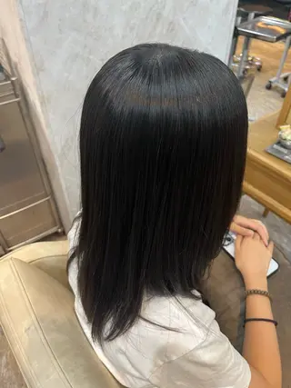 ミディアム 縮毛矯正⚡️カラー いいじまのヘアスタイル