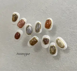 ネイル tsumeya ゆるかわ手描きネイルのネイルデザイン