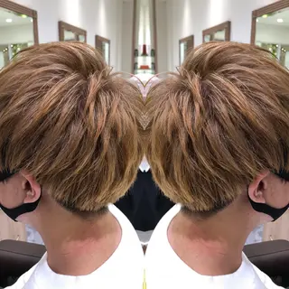 カラー メンズ 韓国レイヤー×透明感 カラー/山崎一輝のヘアスタイル