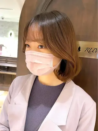 ミディアム カラー パーマ ヘアアレンジ 骨格別小顔カット/ 顔周りカット/金井のヘアスタイル