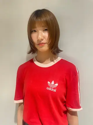 ミディアム カラー レイヤー×初 パーマ|hinakoのヘアスタイル