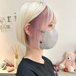 ショート カラー ボブ×艶髪｜ 艶カラー🩶石橋怜大のヘアスタイル