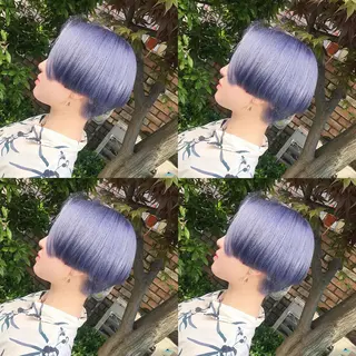 ショート カラー ヘアアレンジ TAKUMAブリーチ /切りっぱなし🪽のヘアスタイル