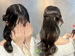ヘアアレンジ 銀座レイヤーカット ×シースルー前髪のヘアスタイル