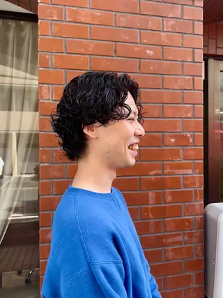 ミディアム パーマ メンズ 保坂 駿太郎のヘアスタイル