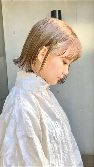 ミディアム カラー 暖色/艶髪/ボブ/ ショート/Ayaのヘアスタイル