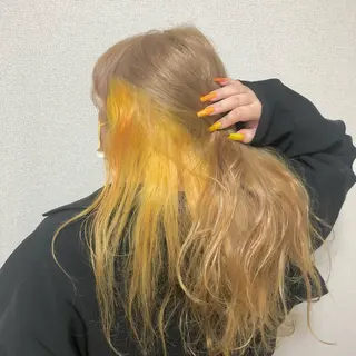 ロング 興津/韓国レイヤー ダブルカラー美髪縮毛のヘアスタイル