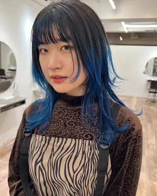 セミロング カラー パーマ ヘアアレンジ メンズ キッズ ネイル マツエク・マツパ アイブロウ ウルフレイヤーカット /チヒロのヘアスタイル