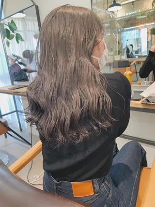 ロング カラー パーマ ヘアアレンジ メンズ キッズ ネイル マツエク・マツパ ハイトーンボブ 前田 表参道 グレージュのヘアスタイル