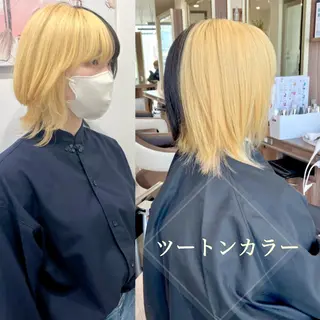 ミディアム カラー 雅/ダブルカラー/ 白髪ぼかしハイライトのヘアスタイル