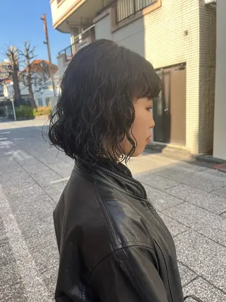 ミディアム パーマ ベージュ⟡˖レイヤー ˖ ࣪⊹あずきのヘアスタイル